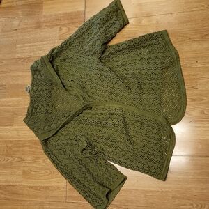 Christopher & Banks olive loose weave sweater XL